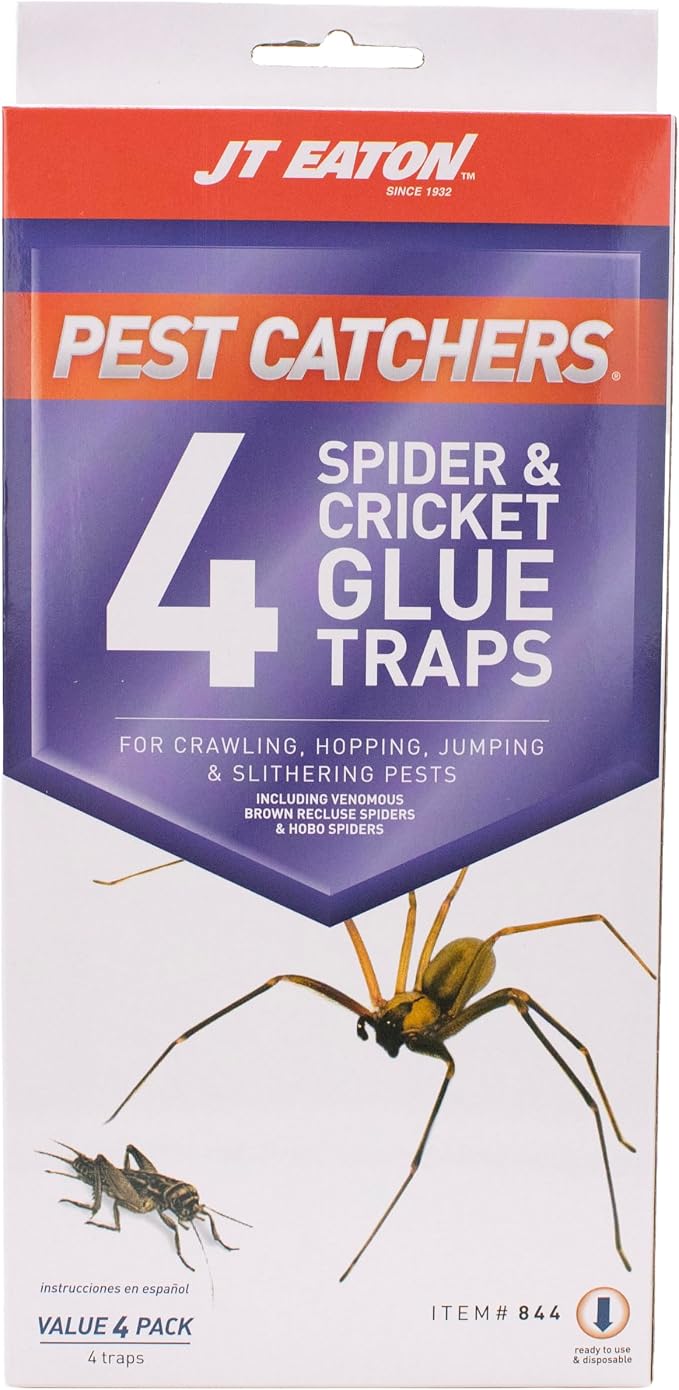 JT Eaton Glue Trap - for Crickets and Spiders, Home Pest Control - 4 Pack - Multi Material