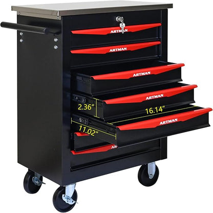 KEIKI 7 Drawers Tool Cart on Wheels,Multifunctional Rolling Tool Chest Tool Storage,Drawers Rolling Tool Trolley Organizer Tool Case for Garage, Warehouse, Workshop, Repair Shop (Black)