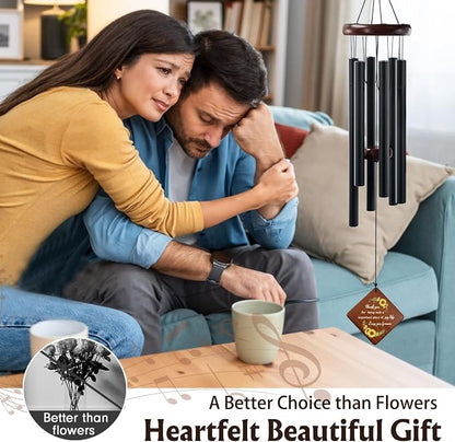 Sunflower Wind Chime with Thank You Quote Important Piece of My Life, Memorial Gift for Mom, Dad, Teacher, Friend or Farewells, 36" Outdoor Sympathy Chimes for Remembrance & Comfort