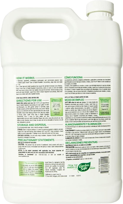 Liquid Fence Deer And Rabbit Repellent Concentrate, Apply Year-Round, 1 Gallon