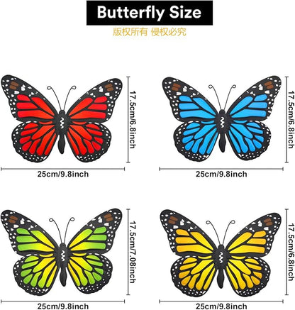 Metal Butterfly Wall Outdoor Decor, 4 Pack 9.8in Metal Butterflies Wall Art Sculpture Hanging Decorations for Backyard Patio Fence Garden Home, Gift for Mom Friend