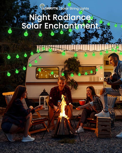 2-Pack 100 LED Green Solar String Lights Outdoor - 64FT Crystal Globe Waterproof Solar Powered Lights for Outside with 8 Lighting Modes for Patio Decorations, Garden, Party, Porch, Wedding, Yard