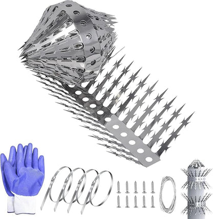 Foneso 304 Stainless Steel Bird Spikes, Anti Climb for Fence & Feeder Poles | Squirrel Baffle, Weatherproof, Easy Install, Keep Pigeons Raccoons Snakes Away from Bird Feeder Poles