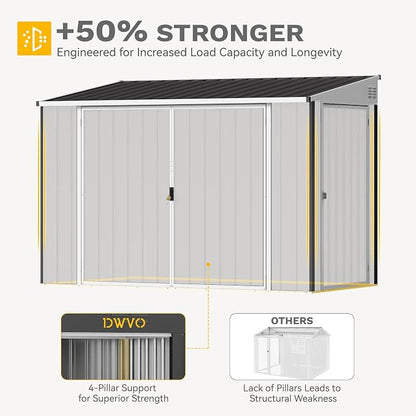 DWVO 7' x 4' Outdoor Storage Shed, Large Metal Tool Sheds, Heavy Duty Storage House with 3 Lockable Doors & Air Vent for Backyard Patio Lawn to Store Bikes, Tools, Lawnmowers, Dark Gray