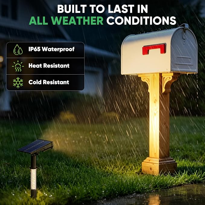 Solar Lights Outdoor Waterproof IP65, 76-LED Warm White Outdoor Solar Lights, Dual Lighting Solar Powered Spot Lights for Palm Tree, House Number, Outside Landscape Lighting- 1 Pack