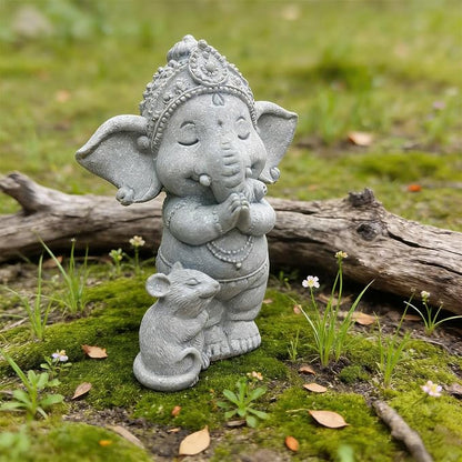livelyfish Small Elephant Statue Sandstone Figurine Hindu Meditation Buddha Sculpture for Fish Tank Aquarium Decoration (E)