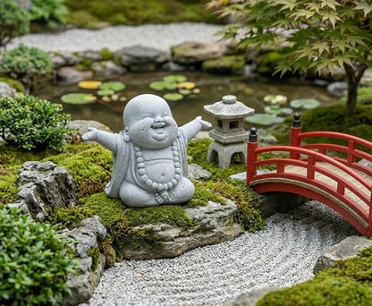 Small Sandstone Buddha Statue 4.13In Zen Aquarium Decor Fish Tank Ornament Home Desk Garden Buddhist Figurine
