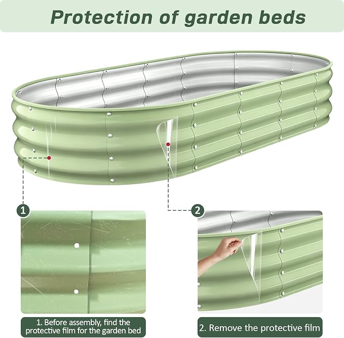 Galvanized Raised Garden Bed Outdoor, 6x3x1FT Metal Heavy Duty Planter Boxes for Gardening, Easy Assemble Bottomless Big Oval Plant Container Kit for Vegetable, Flower, Fruit, Tomatoes, Green
