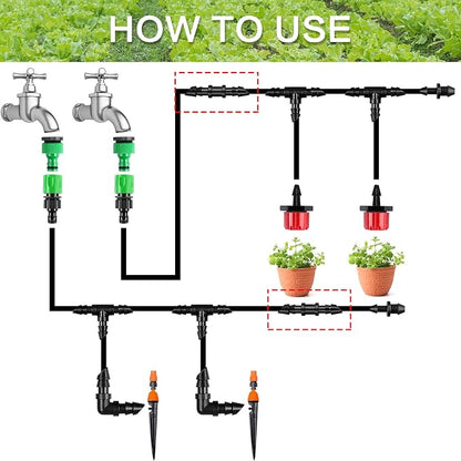 Drip Irrigation Coupling Fittings-110 Pieces Couplers for 1/4” Tubing,Barbed Connectors for Drip or Sprinkler Systems