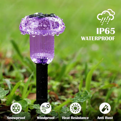Priddop Solar Halloween Lights Outdoor Waterproof 8Pack Purple LED Mushroom | Yard Pathway Garden Decorative Patio Landscape Path Walkway Spike Pattern Acrylic Cap ABS Stake Outside Halloween Decor