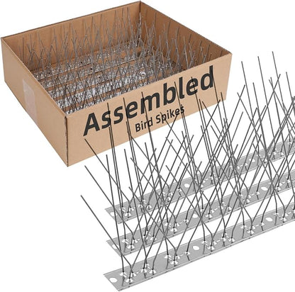 Moyofree Pre-Assembled Bird Spikes for Roofs and Windows, Cover 9.84Feet (3m), Pigeon Spikes Set for Deterring Crows, Seagulls and Small Birds, Stainless Steel Bird Deterrent Spikes for Outside