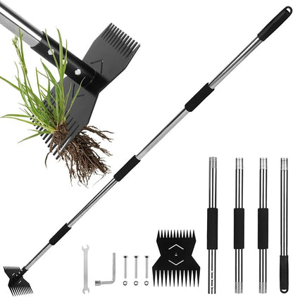 Garden Tools,Weeder Tool,63" Weed Puller Tool with Long Handle,Easy Weeding Without Bending or Squatting Down,Weeding Tools Suitable for Farm Planting and Gardening(Black 24 Claws)