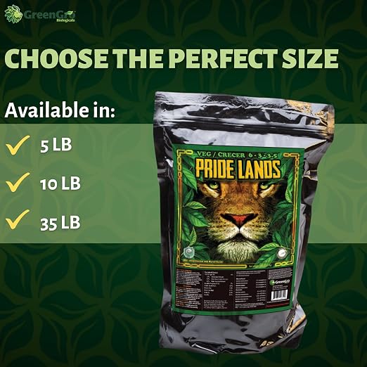 GreenGro Pride Lands Veg 6-3-3.5 | Organic Dry Top Dress Fertilizer | Microbes + Biochar + Mycorrhizae + Amendments | Vegetative Stage Plant Food | Bigger Yields | Indoor & Outdoor | 10 lb