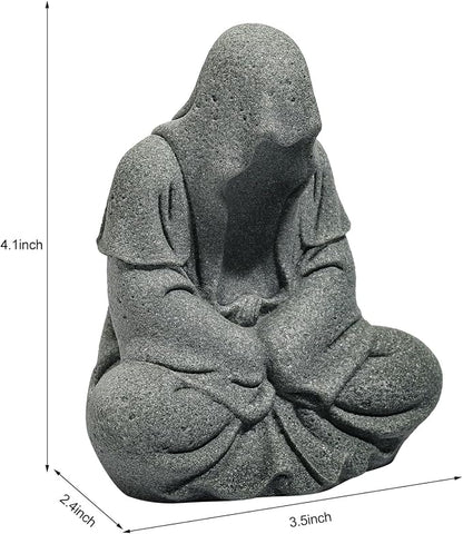 Fish Tank Buddha Statue Sandstone Ornament,Zen Garden Aquarium Decor,Meditating Statues for Underwater Landscaping