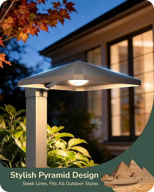 EDISHINE Low Voltage Landscape Lighting, Landscape Path Lights with Pyramid Exterior, Aluminum, 3000K & 50000Hrs, Outdoor Pathway Lights Wired for Garden, Yard, Driveway, 4 Pack