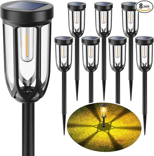 UMYBJRNDSA-Solar Lights Outdoor 8 Pack, Solar Pathway Lights, Solar Lights Outdoor Waterproof IP65, Bright Auto On/Off Garden Lights, Solar Landscape Lights for Driveway Walkway Lawn Yard (Warm White)