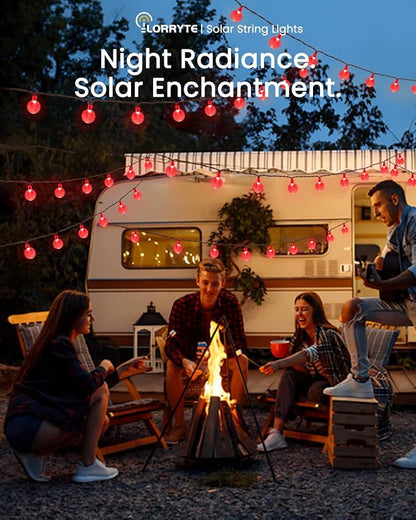 2-Pack 120 LED Red Solar String Lights Outdoor - 72FT Waterproof Solar Powered Crystal Globe Lights for Outside with 8 Lighting Modes for Patio Decorations, Garden, Party, Porch, Wedding, Yard