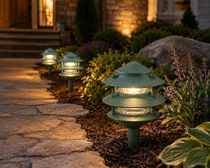 Sea Gull Lighting 9226-95 Single-Light Outdoor Path Fixture with Clear Glass, Emerald Green