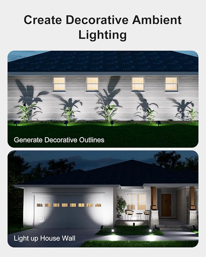 4 Pack Solar Spotlights Outdoor Waterproof for Tree, Statue, Flower, Pot, Bush, Wall, Bright LED Outside Landscape Flood Lights for Security Uplighting Yard, Garden, Driveway, Walkway, House, Fence