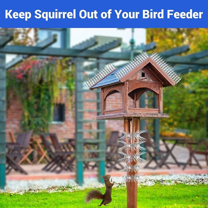 Bird Spikes Squirrel Proof Baffle for Bird Feeders, 320 Inch Avoid Climb Spikes for Outside, Fence, Wall, Tree, Drainpipes, Deterrent Spikes for Squirrel, Pigeons, Raccoon, Cat, Stainless Steel Spikes