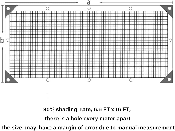 winemana 90% Shade Cloth, Dog Kennel Shade Cover, 6.6 x 16 FT Sturdy Durable Sunblock Shade Mesh Tarp with Grommets for Patio Plants Greenhouse Chicken Coop Porch