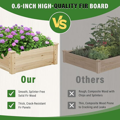 Oakcloud Outdoor 8ft Wooden Raised Garden Bed Planter Box Kit and 4 Garden Bed Fences for Vegetables Fruits Herb Grow Gardening