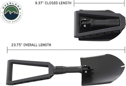Overland Vehicle Systems Multi Functional Military Style Utility Shovel with Nylon Carrying Case Universal - Reinforced Handle with Locking Collar - #50 Boron Steel Spade