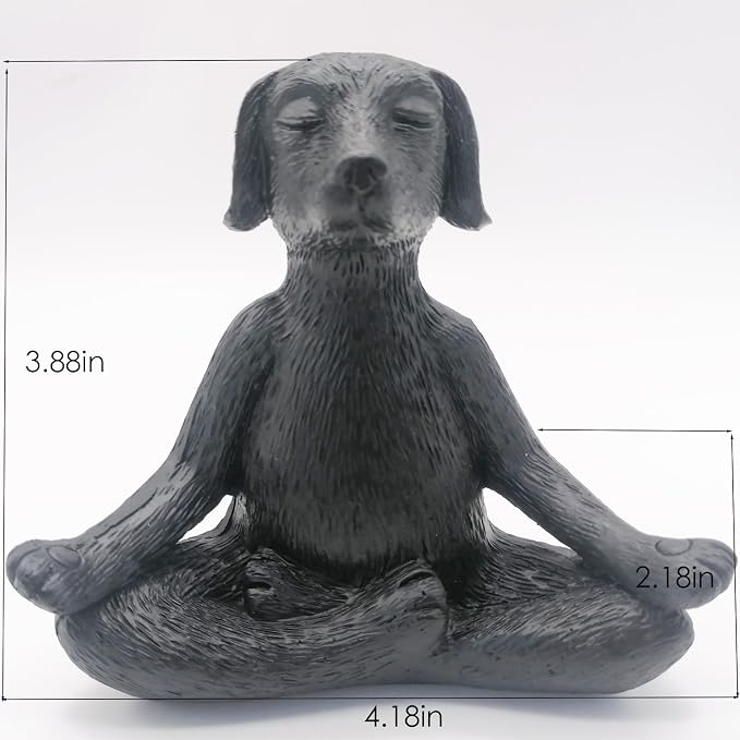 Meditation Buddha Ornament Meditation Dog Decoration Yoga Dog Garden Gift (Black)