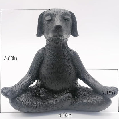 Meditation Buddha Ornament Meditation Dog Decoration Yoga Dog Garden Gift (Black)