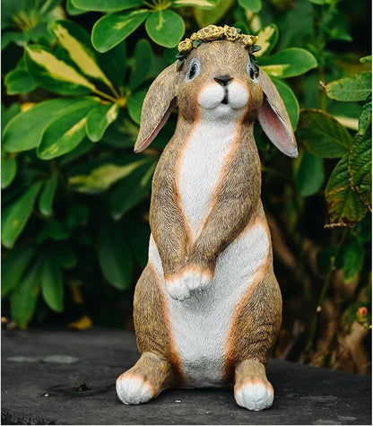Rabbit Garden Statues Handmade Bunny Yard Decorations Outdoor Statue Resin | Weatherproof Bunny Statue for Yard Lawn Porch Realistic Rabbit Garden Decor Christmas Housewarming Gift for Mom Grandma