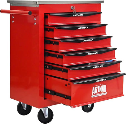 KEIKI 6 Drawers Tool Cart on Wheels,Multifunctional Rolling Tool Chest Tool Storage,Drawers Rolling Tool Trolley Organizer Tool Case for Garage, Warehouse, Workshop, Repair Shop (Red)