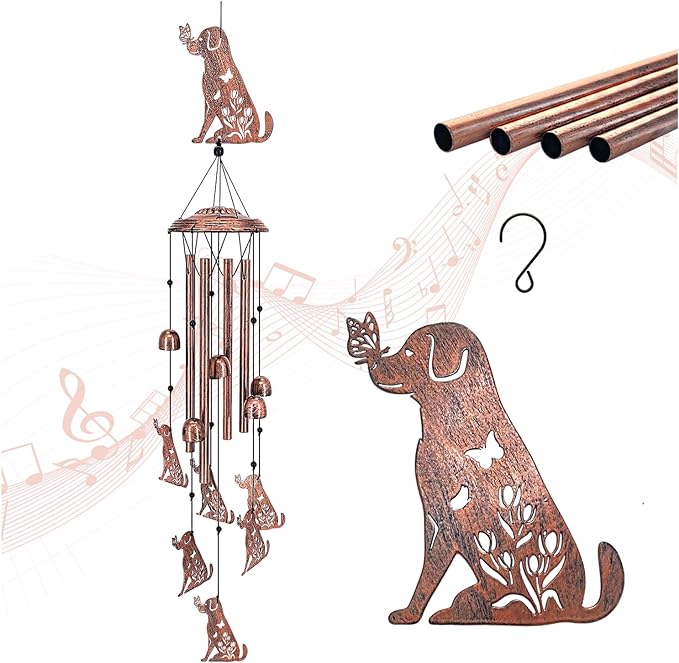 Dog Wind Chimes Outdoor Dog Gifts for Women/Men/Mom/Grandma/Wife/Friends Birthday Gifts Memorial Gift Metal WindChimes for Outside/Indoors, Home, Lawn, Porch, Patio, Garden Decor, Yard Decorations