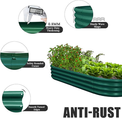 Raised Garden Bed, 12" Tall Galvanized Metal Raised Beds for Gardening | 2 Pack 6x3x1ft,Rust Resistant Elevated Garden Bed, Planters Box Kit for Outdoor Plants Vegetables Flowers Herbs Tomatoes