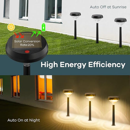 Linkind Solar Lights Outdoor 8 Pack, Solar Pathway Lights, Warm White Landscape Path Lights Waterproof for Walkway Yard Garden Driveway Use