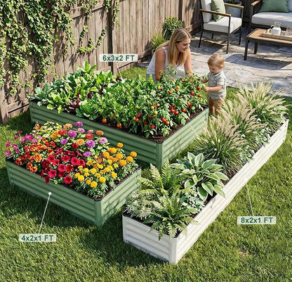 2 Pack 6x3x1 FT Galvanized Raised Garden Bed, Green | Patented Leak-Proof, Planter Box Outdoor, Metal Raised Garden Beds Kits, For Veggies, Herbs & Flowers