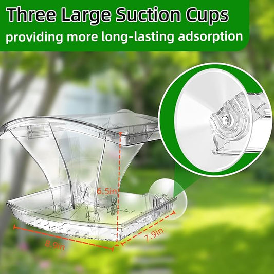 Window Bird Feeder for Outside with Waterproof Seed Storage – Strong Suction Cups, Large Capacity, Easy to Clean, Gifts for Bird Lovers