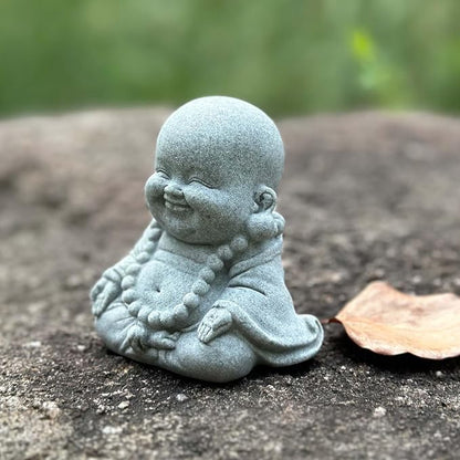 Mini Zen Meditation Buddha Statue, Tiny Sandstone Figurine for Garden Shelf | Mini monk figurine in meditation pose. Perfect for garden, fish tank, or home decor. Symbol of mindfulness and inner calm