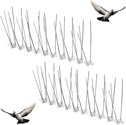 Patelai 2 Pieces Bird Spikes 9.84 Inch Stainless Steel Deterrent Spikes for Outside Anti Pigeons Fence Kit for Keeping Birds Crows Woodpeckers Away from Roof Windowsill Easy to Install and Remove
