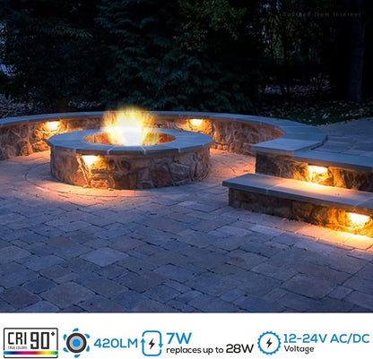LEONLITE 8-Pack 5CCT 12 Inch LED Hardscape Lighting, 2200K-5000K | LED Landscape Lighting, 12-24V AC/DC Paver Light Low Voltage Retaining Wall Lights, 7W Outdoor Step Lights, ETL