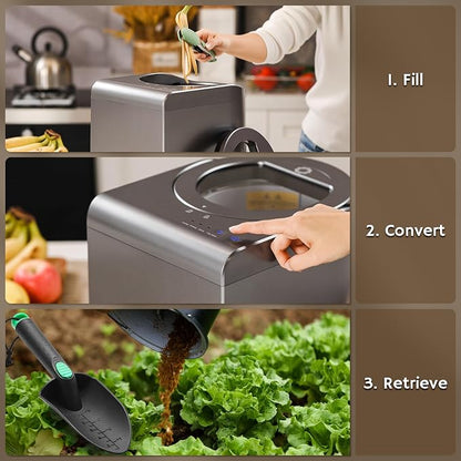 Airthereal Revive R500-V Electric Kitchen Composter, Visual Glass Cover, Grey