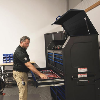 Montezuma Tool Box - 46" x24" 11 Drawer Rolling Tool Cabinet with Multiple Power Outlets & Black Powder Coat Finish - M462411TC