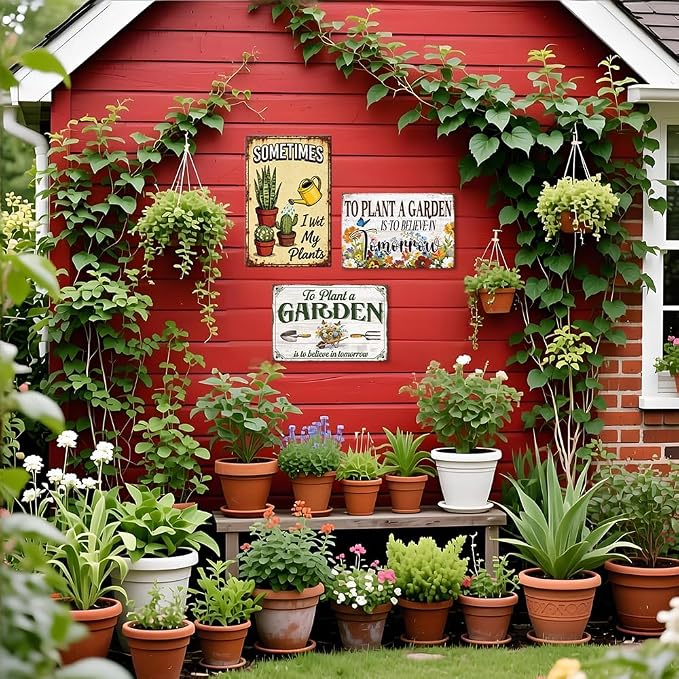 Garden Metal Tin Sign,Sometimes I Wet My Plants Sign | Vintage Funny Wall Art for Outdoor Garden Greenhouse Yard Wall Decor