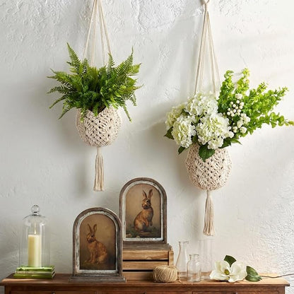 Shappy 1 Pack Boho Macrame Plant Hanger, Large Hanging Planter Plant Holder Pot Hanger Hanging Basket Wall Planters, Plants Lover Gift for Indoor Garden (Classic,White)