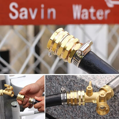 Solid brass Garden Hose Fittings Connectors Adapter Heavy Duty Brass Repair Male, Female faucet leader coupler dual water hose connector (3/4" GHT Double Male Double Female 4 Pcs)