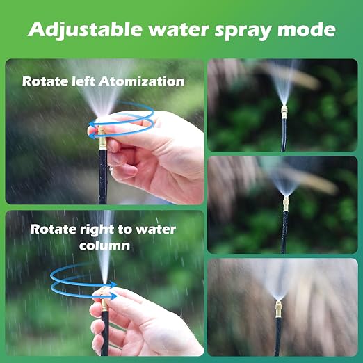 Drip Irrigation System 66 FT with 20 Nozzles, 360° Adjustable Bendable Garden Watering Misting System for Greenhouse, Yard, Lawn, Plant, Garden, 5/16 inch Hose (OD: 8mm)