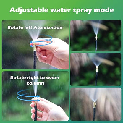 Drip Irrigation System 30 FT with 10 Nozzles, 360° Adjustable Bendable Garden Watering Misting System for Greenhouse, Yard, Lawn, Plant, Garden, 5/16 inch Hose (OD: 8mm)