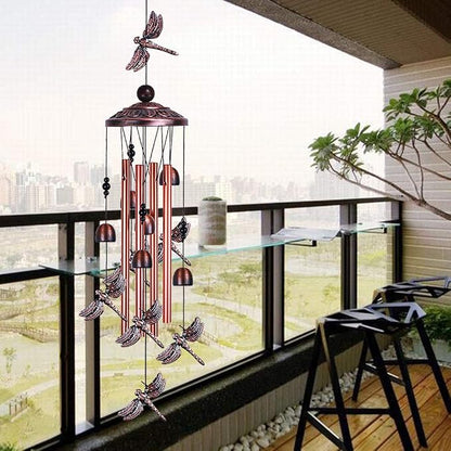Dragonfly Wind Chimes Outdoor Decor - With 4 Tubes 6 Bells 7 Dragonflies 36" Waterproof Mobile Romantic Wind Catcher Dragonfly Windchimes for Home, Xmas Mom Gifts, Festival, Balcony, Garden Decoration