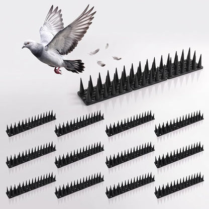 Bird Spikes for Pigeon Woodpecker Crow, Outdoor Use for Balcony Patio Window, Easy to Install, Black, Covers 13 Feet(3.96m)