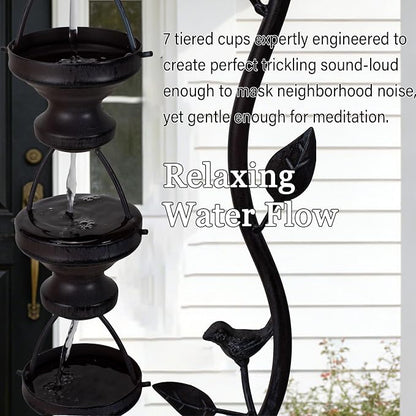 42" Outdoor Water Fountain 7-Tiers Cascading Garden Water Feature | Vintage Waterfall Fountains, Rustic Metal Outside Soothing Water Flow for Garden Patio Yard Porch Home Decor