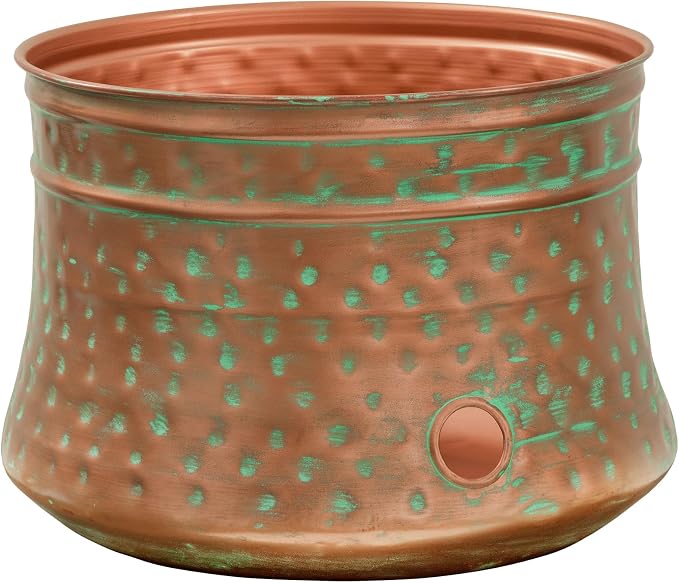 Liberty Garden 1917-G Hose Pot, Hammered, Patina & Bionic Steel PRO Garden Hose - 304 Stainless Steel Metal 75 Foot Garden Hose – Heavy Duty Garden Hose Lightweight